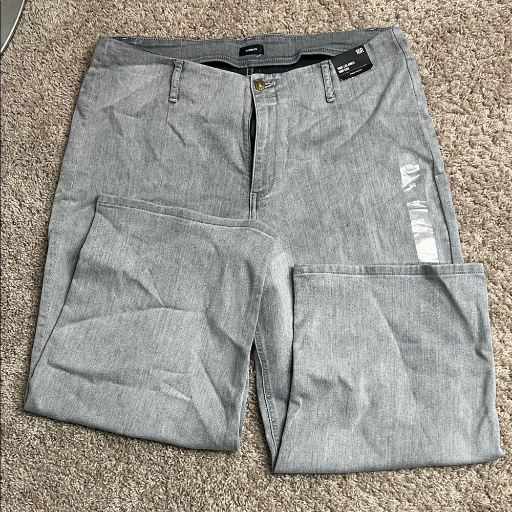 Express Jeans Wide leg ankle, Hyperstretch Gray Casual Pants sz 16 R